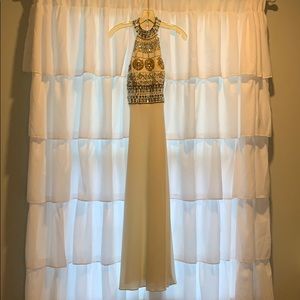 Beaded white prom dress